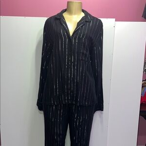 Victoria's Secret Black and White Striped Pajama Set zs L